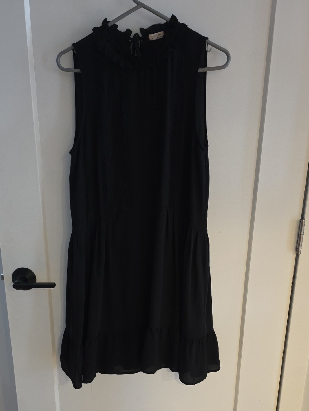 Sunday Best Black Sleeveless Ruffle-Neck Mini Dress